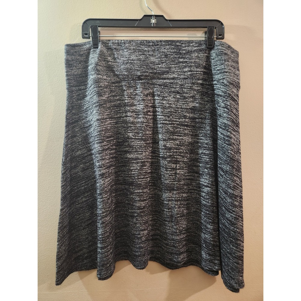 Apt. 9 Womens XL Space Dye Knit A-Line Skirt Black White Marled Pull On Stretch